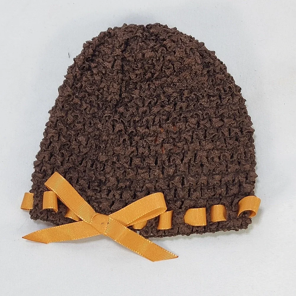 Thanksgiving Baby Hat Turkey Crochet Beanie Brown Flower Ribbon Infant Premie